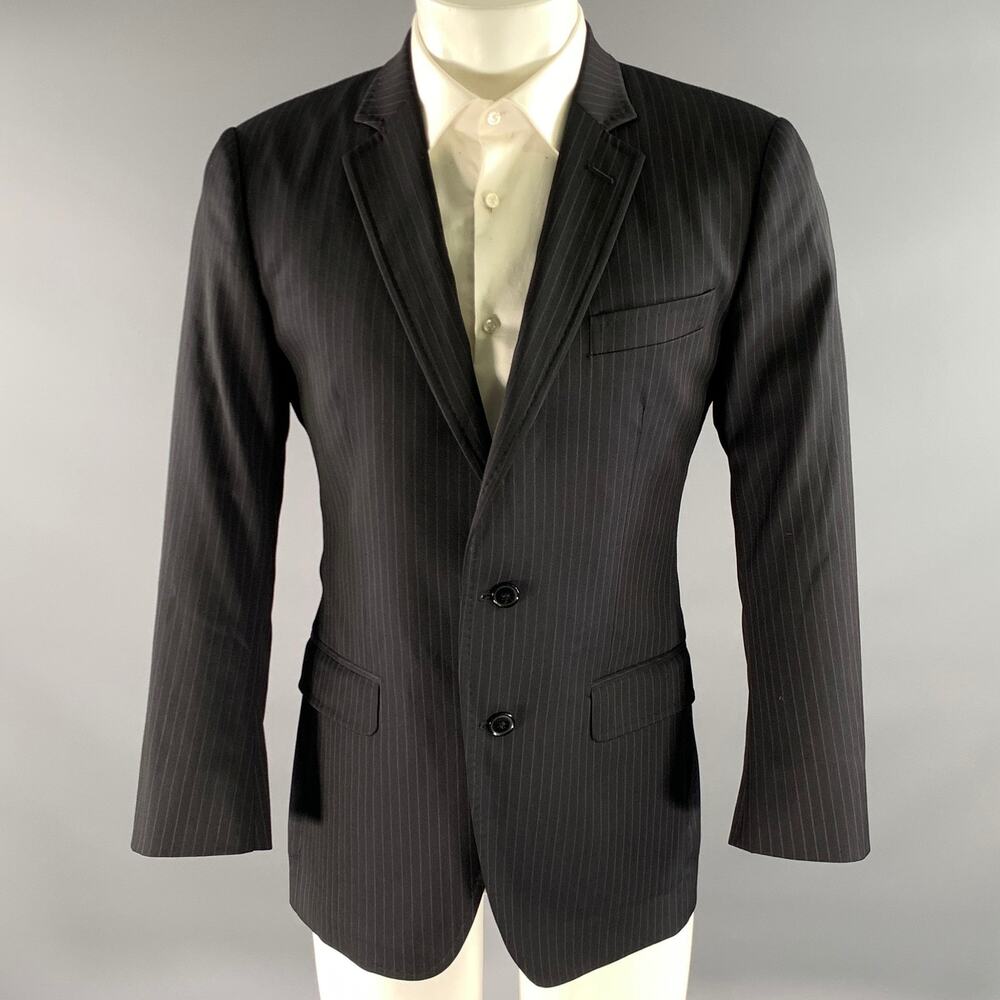 DOLCE & GABBANA Size 36 Black Pinstripe Wool Blend Jacket